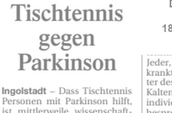 Tischtennis gegen Parkinson