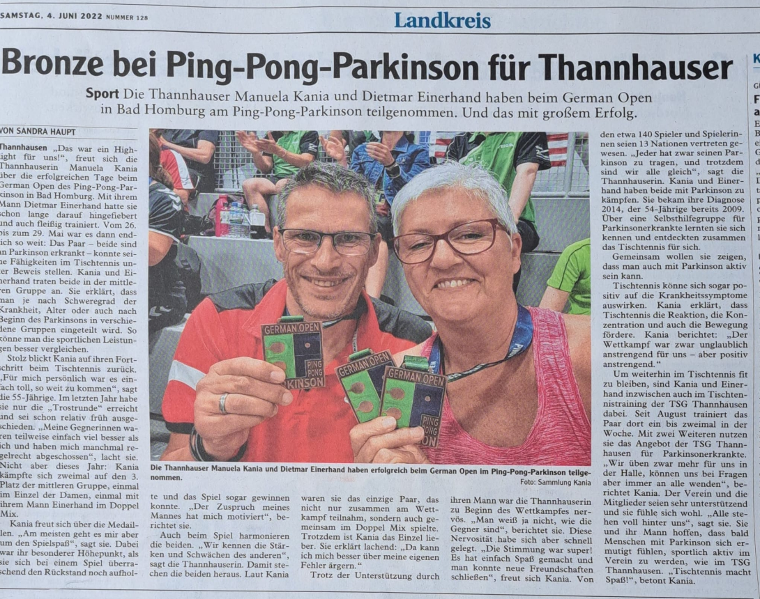 Bronze bei Ping-Pong-Parkinson für Thannhauser