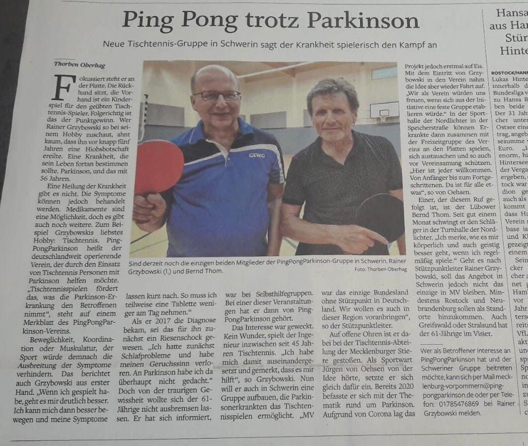 Ping Pong trotz Parkinson