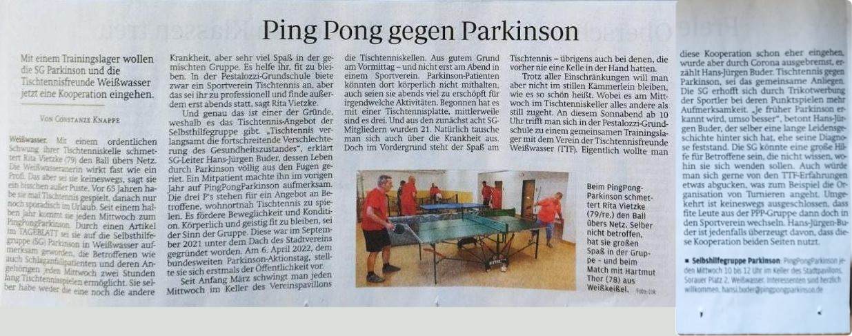 Ping Pong gegen Parkinson