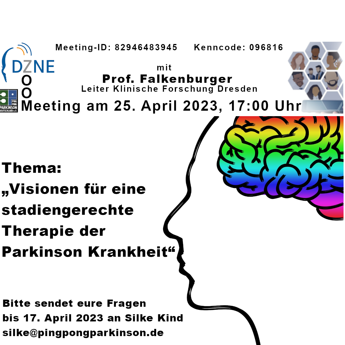 Zoom-Meeting mit Prof. Falkenburger, Uniklinik Dresden, Thema: „Visionen  für eine stadiengerechte Therapie der Parkinson Krankheit“ –  PingPongParkinson Deutschland e. V.