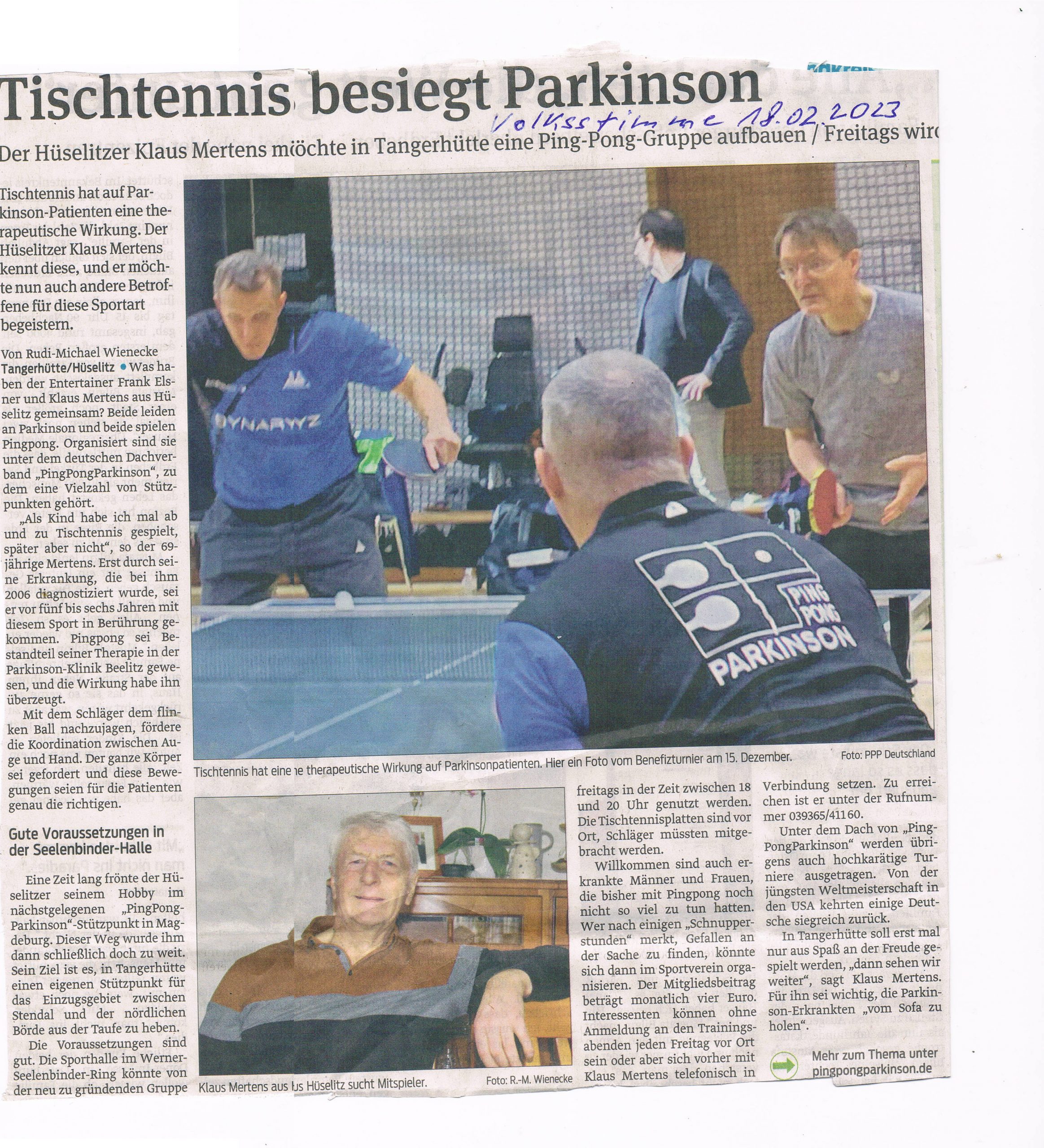 Tischtennis besiegt Parkinson